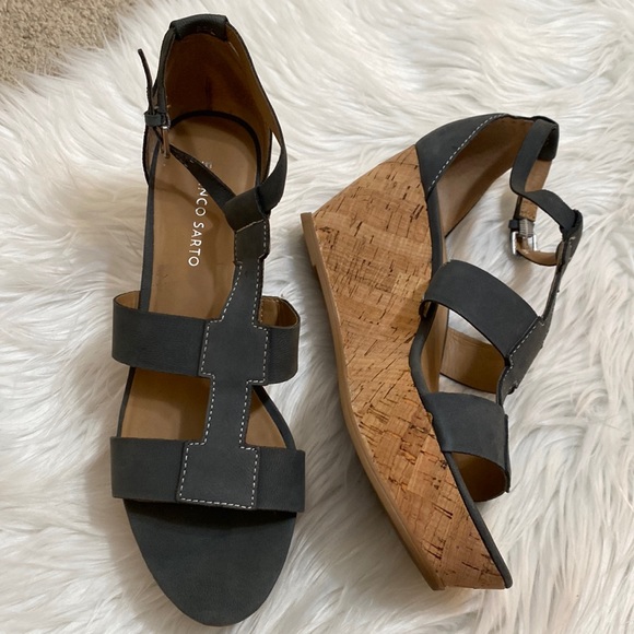Franco Sarto Falco gray leather wedges - Picture 1 of 5